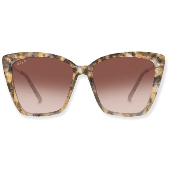 DIFF Heidi Sunglasses Sea Tortoise Gold Frame Brown Gradient Lenses Cateye - Picture 8 of 9